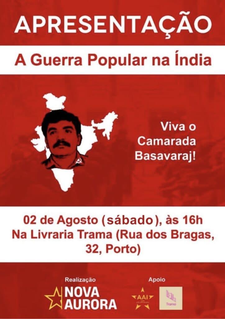 Porto: Evento sobre a Guerra Popular na Índia ao dia 02 de agosto
